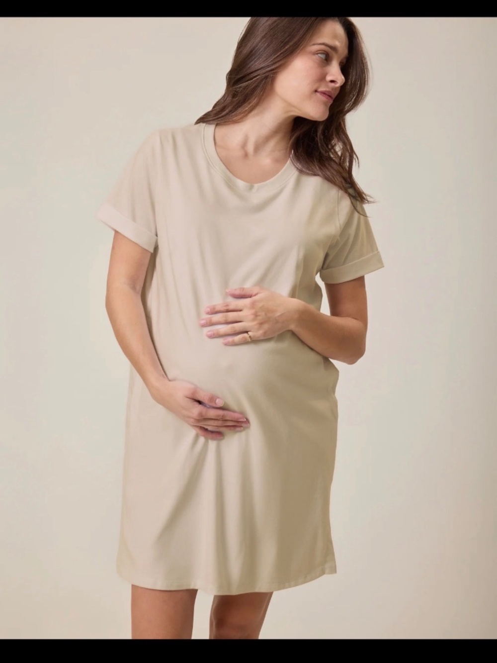 Women maternity nursing dress light tan